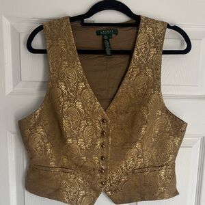 Lauren Ralph Lauren Gold Brocade Vest